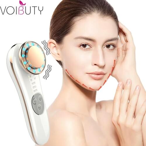 Ultrasonic Face Cleaning Massager Electric Ion Heat Facial Skin Lifting and Tighten Device LED Photon Therapy Skin Rejuvenation