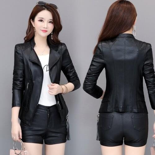 New Autumn Women Pu Leather Jacket Girl Zipper Short Coat Female Slim Punk Bomber Faux Leather Outwear Blazer lady spring tops