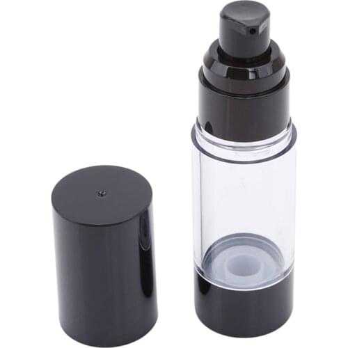 High Quality Plastic Portable Airless Bottle Cosmetic Treatment Pump Travel Empty Container Perfume Bottle Black Cap