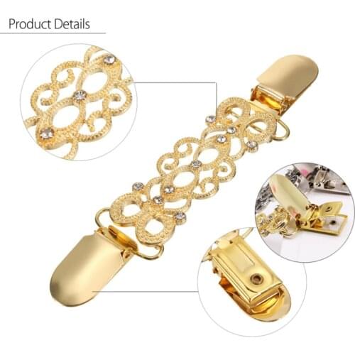 Blouse Clip Buckles Duck Clips Shawl Shirt Collar Fasteners Aesthetic Fixed Gold Silver Color Beads Brooches For Clothes