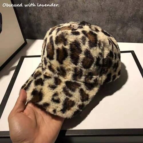 Hat women fall/winter European and American plush Leopard Street Baseball Hat Korean version of Japanese ins fashion Cap
