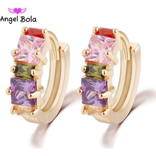 Girl Jewelry Charming Clear Cubic Zirconia Stud Earrings Plated for Party Fashion Women Jewelry Accessories