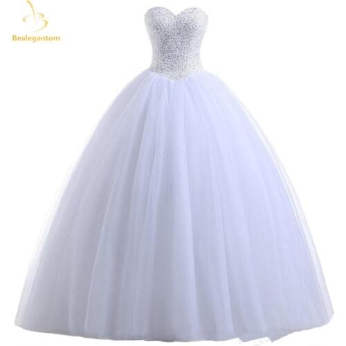 Bealegantom White Ball Gown Quinceanera Dresses 2019 Beaded Sequined Sweet 16 Dress For 15 Years Vestidos De 15 Anos QA1225