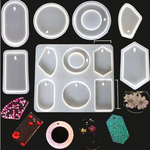 1=6pcs Silicone Mold for jewelry Sweater chain pendant with hole big pendants UV Resin epoxy Silicone Mould handmade tool