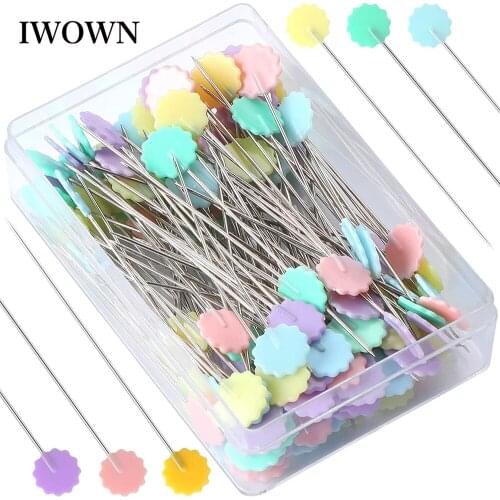 100pcs Flower Flat Head Straight Sewing Pins Quilting Pin for Sewing DIY Projects Dressmaker Jewelry Decoration