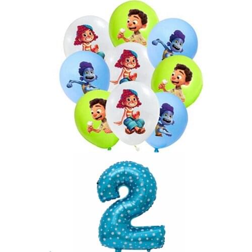 11pcs/set Luca 32inch Pink Blue Number Foil Kids Birthday Balloons Childrens Favor Party Decoration Inflatable Toy Suit