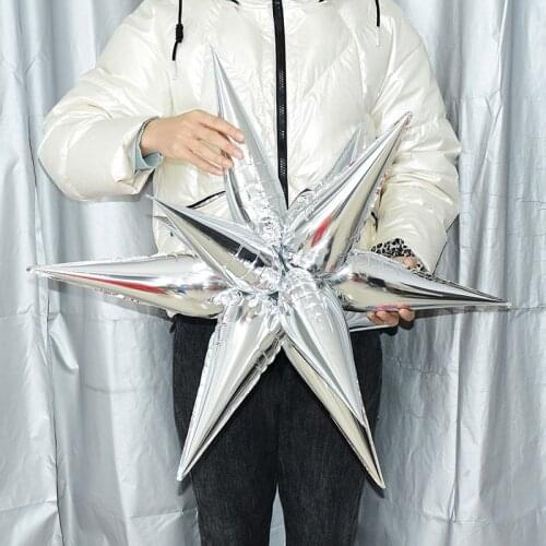 12Pcs Happy Birthday Explosion Star Balloons Kids Astronaut Theme Party Silver Water Drop Cone Foil Balloon For Wedding Decor