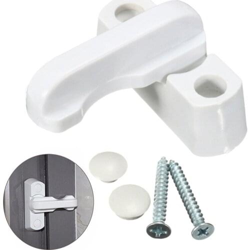2pcs Plastic White Window Door Lock Sash Security Swing Lock Latch Anti Theft Windows Lock