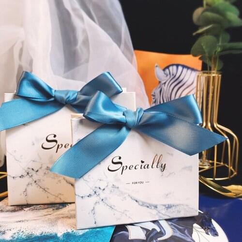 20pcs High grade wedding candy box marbling European candy box western wedding Towel packaging box