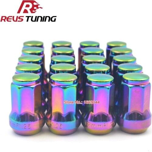 32mm Heptagon M12 Close End Neochrome Racing Wheel Lug Nuts Locking Wheel Nuts