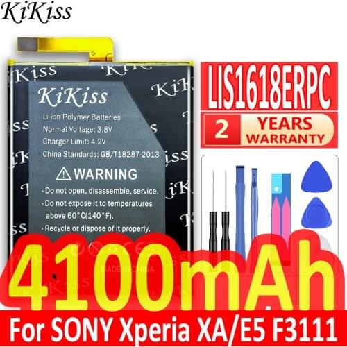 KiKiss Battery for Sony Xperia XA F3111 F3112 E5 F3116 F3115 F3311 F3313 LIS1618ERPC Battery 4100mAh