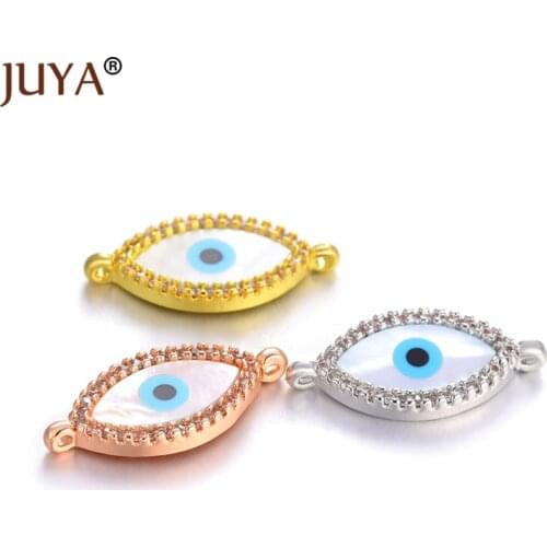 Accessories For Jewelry 2019 new design micro pave cubic zirconia shell evil eye hamsa cross charms connectors for bracelets diy