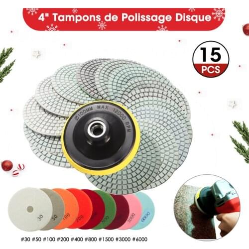 16Pcs/Set Diamond Polishing Pads Kit 4 inch 100mm Wet/Dry For Granite Stone Concrete Marble Polishing Use Grinding Discs Set