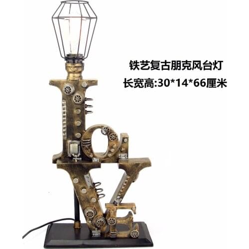 American Retro Iron Metal Punk Table Lamp Desktop Decoration Home Bar Restaurant Creative Industrial Lighting Ornaments