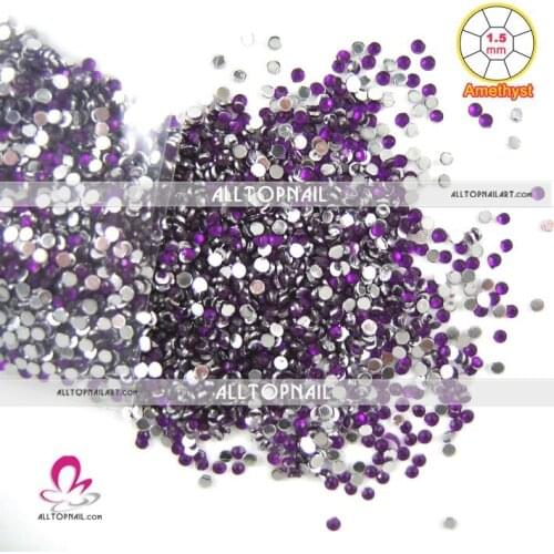 Amethyst 1.5mm Faceted Round Nail Art Rhinestone 240000pcs Professional Acrylic Rhinestone (21 colors available)-Free Shipping