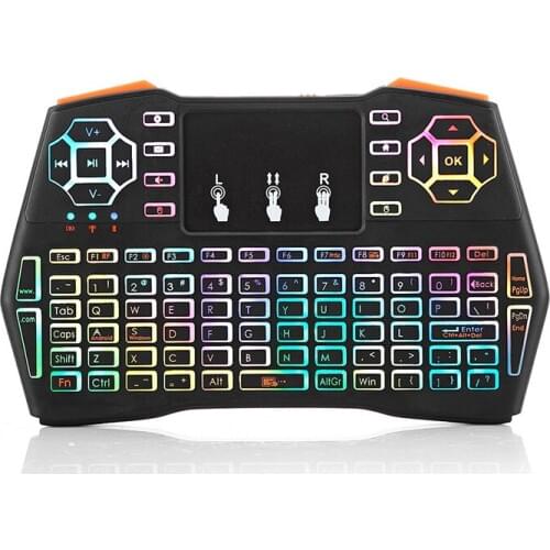 2.4GHz Wireless Keyboard Touchpad Remote Control 7 Colors Backlit i8 plus Gaming Keyboard for X-BOX PS3 Xbox English Russian