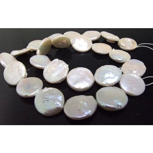 White Color Coin Genuine Freshwater Pearl Loose Beads 15inches One Full String AA 14-15MM DIY Jewelry For Necklace