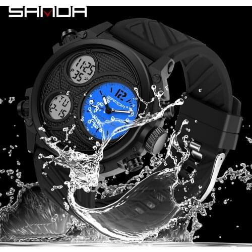 Sanda Mens Digital Sports Watches Shock Electronic Hand Watch Waterproof Man Clock Male Army Military Watch Relogio Masculino