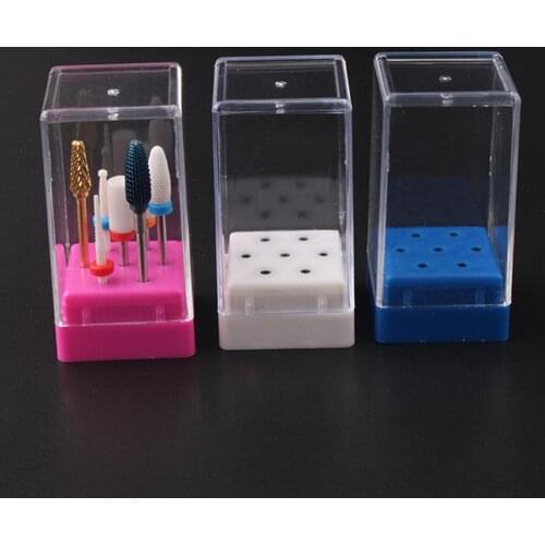 Nail Case Cutter Milling Machine Manicure Accessories 7 Holes Acrylic Nail Drill Bit Storage Box Empty Stand Display Container