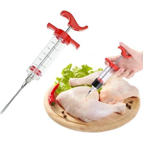 Food Grade PP Stainless Steel Spice Syringe Set BBQ Syringe Set Meat Flavor Injector Cooking Sauce Marinade Syringe Accessory