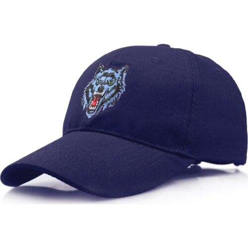 Wolf Animal Embroidery Cotton Baseball Cap Adjustable Snapback Cap for Men and Women 325