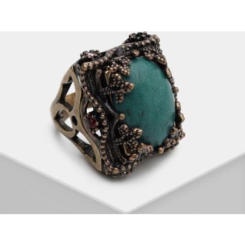 JZ07457-P97 Amorita boutique Blue resin lace pendant ring