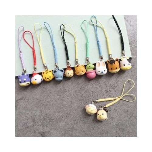 Wholesale 60pcs kawaii mini animals mixed copper bell charm cell phone straps accessories gadget phone keychain decor pendant