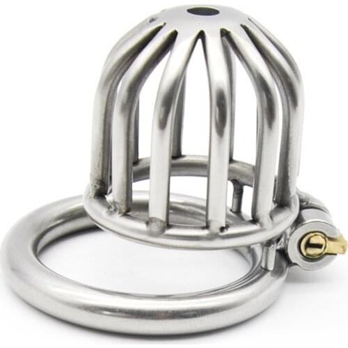 Male Metal 304 Stainless Steel Cock Small Cage Penis Belt Chastity Device with Magic Lock Fetissh Adult Games BDSM Sex Toy A259