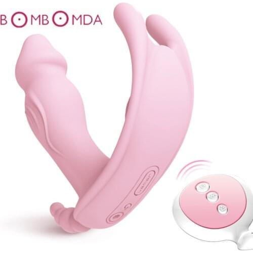 Wearable Butterfly Dildo Vibrator Sex Toy for Women Masturbator Clitoris Stimulator Wireless Remote Control Anal Vibrator Female