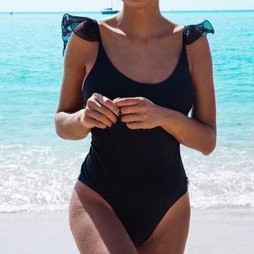 NEW Women Swimsuit Monokini Lace Hem Backless Bandage Summer Beach Party Swimwear