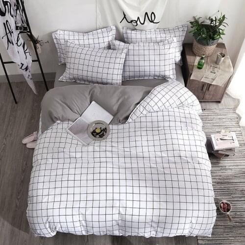 New Home Textile Black Lattice Duvet Cover Pillowcase Bed Sheet Simple Boy Girls Bedding Sets 3/4Pcs Single Double Bedlinen