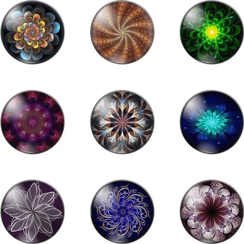 New Symmetrical Pattern of Wreaths Flower 12mm/20mm/25mm/30mm Round Photo Glass Cabochon Demo Flat Back Making Findings