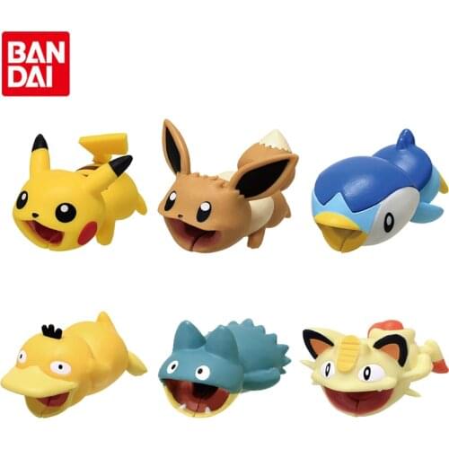 Bandai Genuine Pokemon Data Line Doll Pikachu Eevee Snorlax Meowth Piplup Psyduck Anime Action Figure Model Toys Gifts for Kids