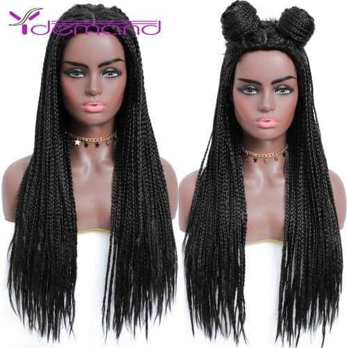 Y Demand Wigs Braids With Box Long Black Synthetic None Lace Wigs for Women Heat Resistant Cosplay Wig Two Tone Braided