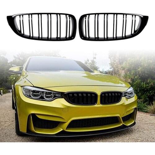 Front Grill Grilles Kidney Grill Replacement for BMW 4 Series F32 F33 F36 F80 F82 Double Slat M4 Sport Style Bright Black
