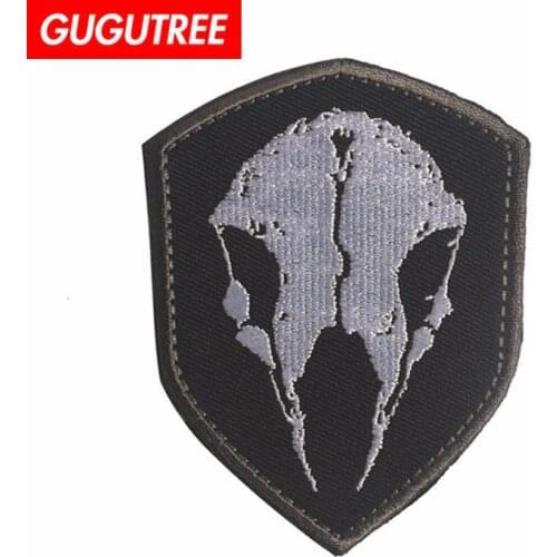 GUGUTREE embroidery HOOK&LOOP skull patch ani mal cartoon patches badges applique patches for clothing AD-271