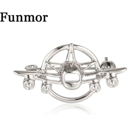 Funmor Casual Plane Brooch Enamel Pins Alloy Jewelry For Women Men Work Party Decoration Accessories Lapel Bag Ornaments Gifts