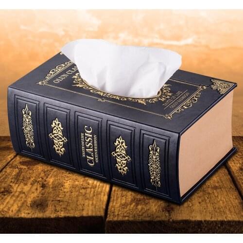 European style retro tissue box creative car leather box old book storage box paper crafts Art wet wipes box