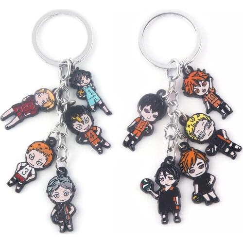 RJ New Anime Haikyuu Keychain Kageyama Hinata Kenma Kozume Alloy Figure Keyring Car Bag Pendant Collection Model Toys Kids Gift