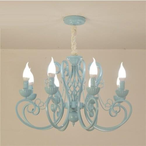 Luxury Wihte Painted Iron Dining Room Pendant Light European Romantic Living Room Pendant Lamp Bedroom Hanging lamp