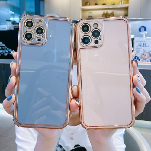 Luxury Electroplating Shockproof Phone Case For iPhone 11 12 Pro Max Mini X XR XS Max 7 8 Plus SE 2020 Solid Soft TPU Back Cover