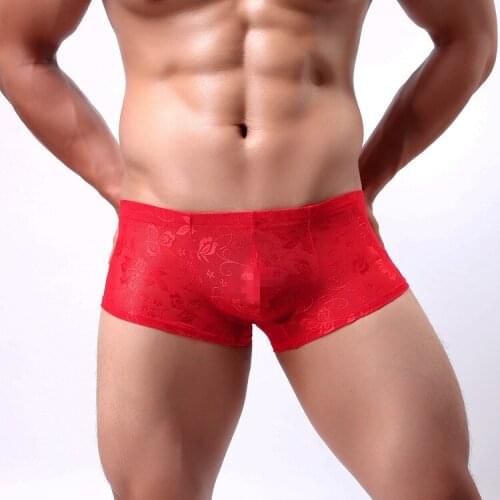 Mesh Mens Boxers Lace Sexy Underwear Gauze Boy Shorts Male Low Rise Waist Trunks Men Sexy Transparent Boxer Underwear