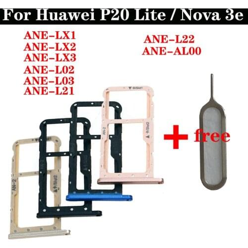 Shyueda 100% New For Huawei P20 Lite / Nova 3e ANE-LX1 ANE-LX2 ANE-LX3 ANE-L02 ANE-L03 L21 L22 AL00 SIM Tray SD Card Tray Slot