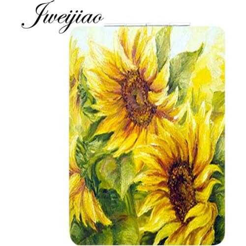 Youhaken Golden Sunflower Folding Portable Pocket Mirror Creative Design Personality Popular Makeup Mirror