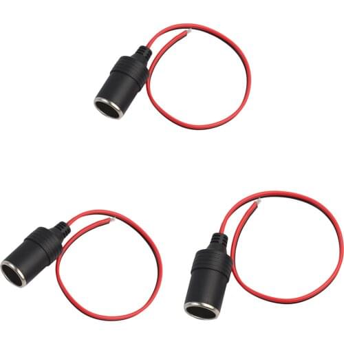 3 Pieces Cigarette Lighter Extension Cord Cable Heavy Duty 1feet 12V/24V Car Charger with Cigarette Lighter Socket 10A