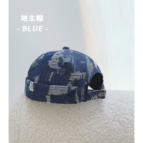 Vintage Denim Brimless Hat Adjustable Hip Hop caps Men Skull cap Retro Brimless Hat Landlord Breathable Beanie Hat Sailor Cap