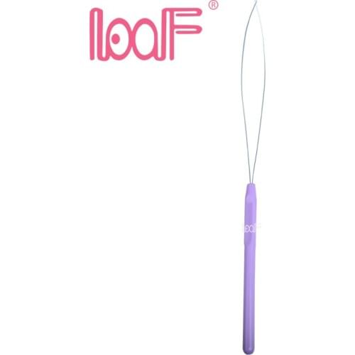 LOOF 1pc Wig Tools Plastic Handle Crochet Hook Threader Iron Wire Pulling Needle For Linking Micro Rings Needle Hair Extension