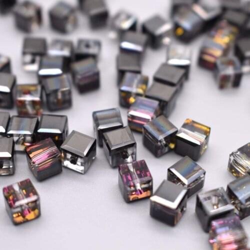 High-quality 6mm 30pcs Faceted Spacer Crystal Beads Cube Charm Square Glass Beads For Jewelry Making DIY Accessories