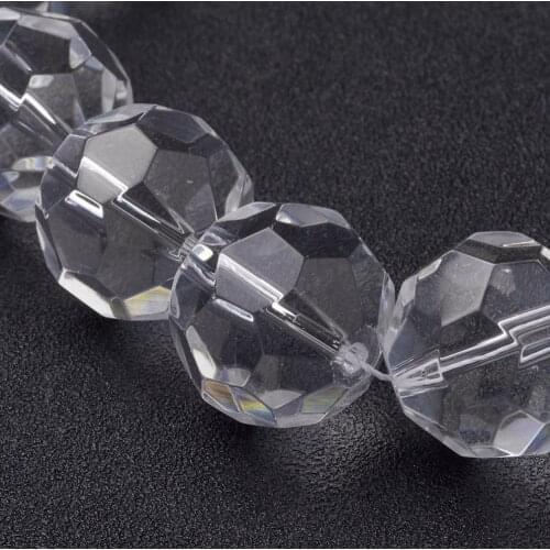 1 Strand 6mm 8mm 10mm 12mm 20mm Clear Faceted Glass Round Beads for Jewelry Making DIY Bracelet Necklace