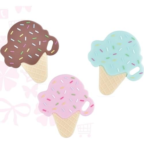 1pc Ice Cream Shaped Silicone Teether BPA Free Baby Teether Nursing Gift For Baby Silicone Teething Toys Chewable